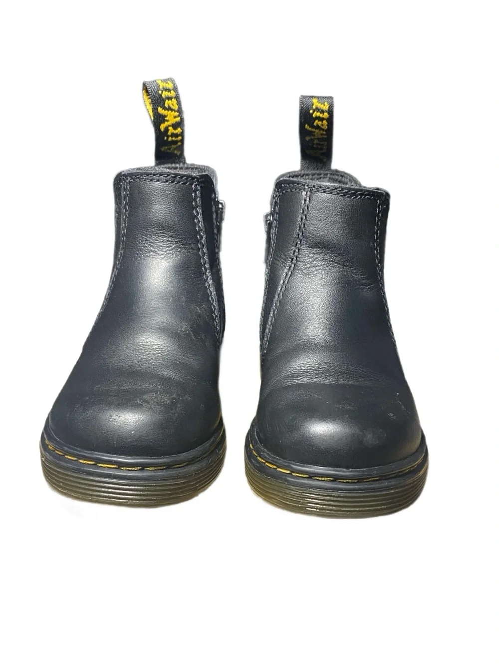 NWT Dr. Martens Kids Black Leather Pull On Boots With Inside Zipper 1460T Size 1